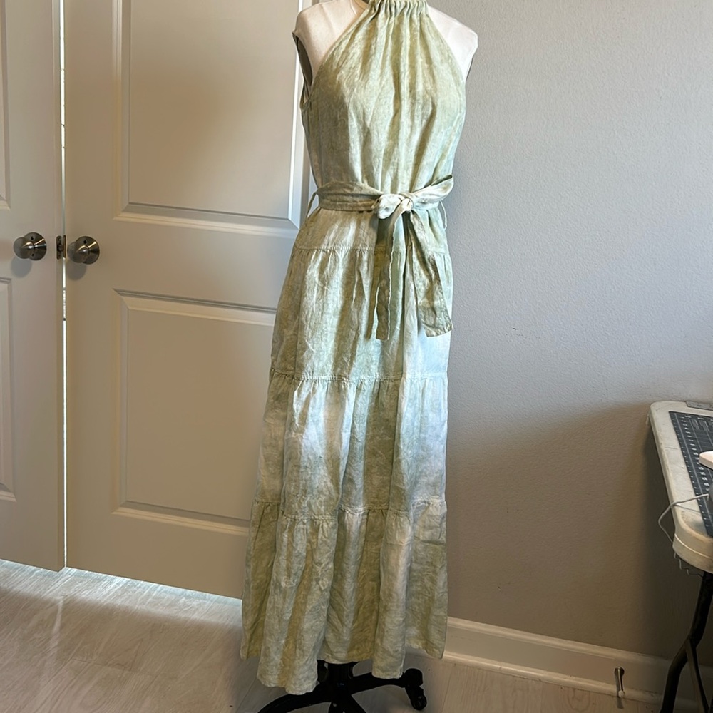 cloth & stone Light Green Tie-Waist Halter Maxi Dress